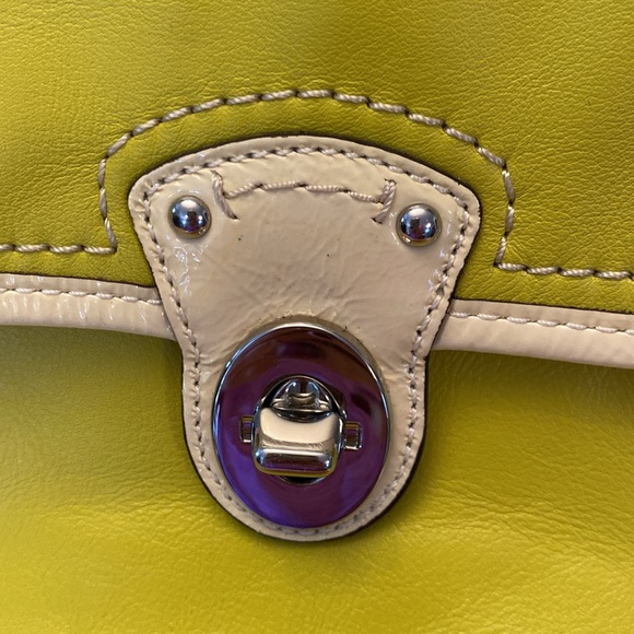 Coach Straw Satchel #23181 Silver/Natural/Lime - Picture 7 of 17